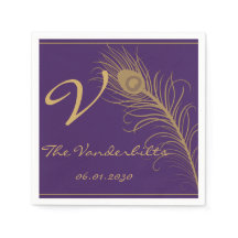 Peacock Pluim in Gouden en Paarse Pruim