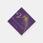 Peacock Pluim in Gouden en Paarse Pruim Servet (Hoek)