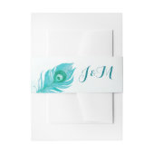 Peacock Pluim Monogram Waterverf Bruiloft Uitnodigingen Wikkel (Voorkant Voorbeeld)