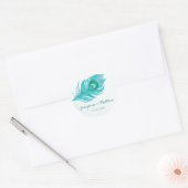 Peacock Pluim Waterverf Bruiloft Stickers (Envelop)