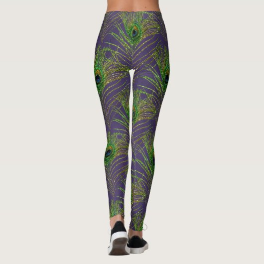 Peacock plumage glitter leggings (Achterkant)