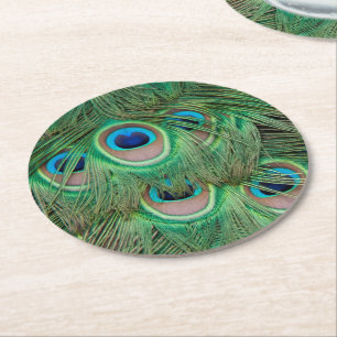 Peacock plumage ronde kartonnen onderzetter