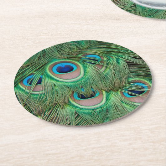 Peacock plumage ronde kartonnen onderzetter (Gebogen)