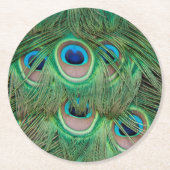 Peacock plumage ronde kartonnen onderzetter (Voorkant)