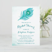 Peacock Plume bruids douche uitnodigingen (Staand voorkant)