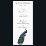 Peacock Plume bruiloft receptie menu<br><div class="desc">Dit elegante menu is perfect voor elke sit down diner. Het beschikt over een pauw aan de onderkant van de voorkant en een foto van kleurrijke pauw veren op de achterkant. Alle tekst is aanpasbaar aan uw menubehoeften.</div>