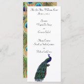 Peacock Plume bruiloft receptie menu (Voorkant / Achterkant)