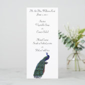 Peacock Plume bruiloft receptie menu (Staand voorkant)