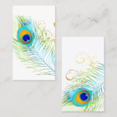 PEACOCK PLUME+FILIGREE SWIRLS VISITEKAARTJE (Voorkant / Achterkant)