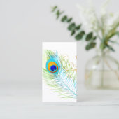 PEACOCK PLUME+FILIGREE SWIRLS VISITEKAARTJE (Staand voorkant)
