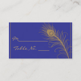 Peacock Plume in Gold en Navy Blue Place Card Plaatskaartje