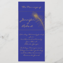 Peacock Plume in Gold en Navy Blue-programma Programmakaart