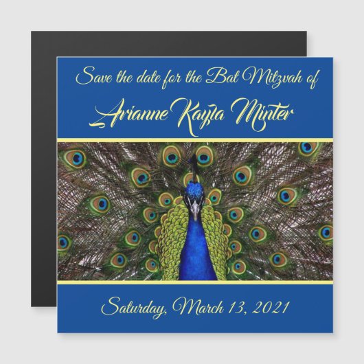 Peacock Plume sparen de Magnetische Kaart van de D Magnetische Uitnodiging (Voorkant / Achterkant)