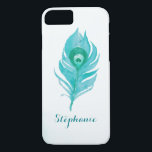 Peacock Plume Waterverf Case-Mate iPhone Case<br><div class="desc">Deze pauwenveer hoes is het perfecte cadeau voor een bruid, bruidsmeisje, moeder of een speciale vriend. Personaliseer het met een naam. Dit product maakt deel uit van het Peacock Plume Wedding Collectie dat een reeks bruidsbriefpapier en bruidsgeschenken bevat met dit ontwerp. Bezoek de pagina collectie in onze winkel om het...</div>