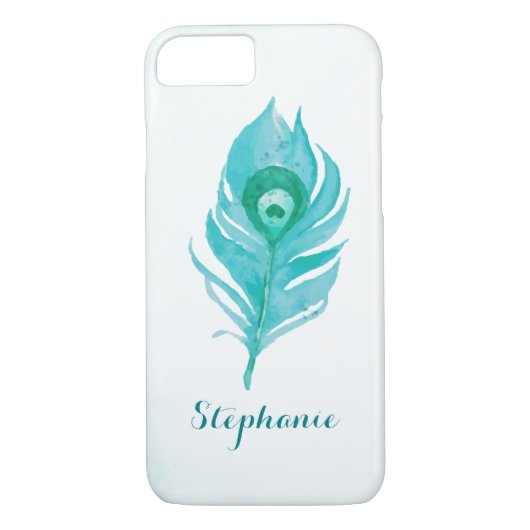 Peacock Plume Waterverf Case-Mate iPhone Case (Achterkant)