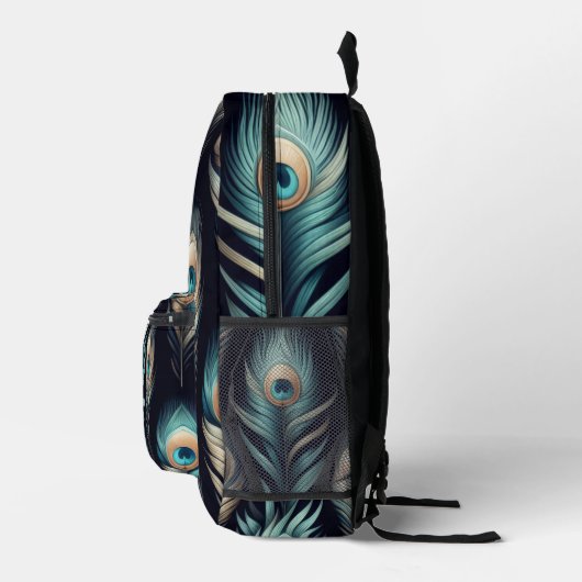 Peacock Plumes Bedrukte Rugzak (Rechts)