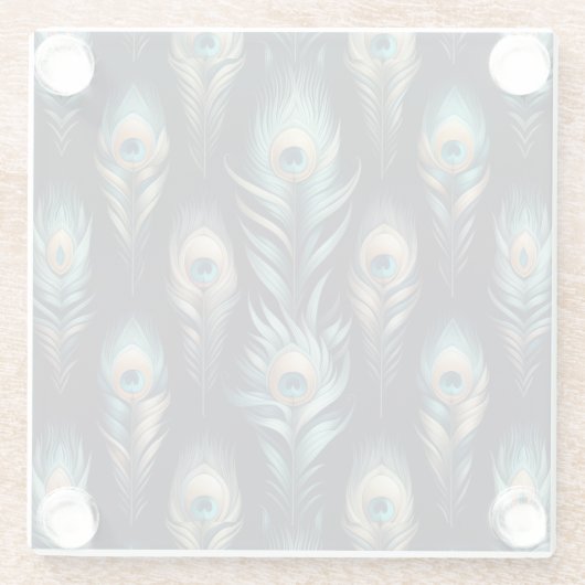 Peacock Plumes Glazen Onderzetter (Achterkant)