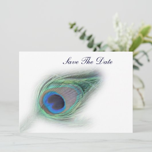 Peacock Plumes slaat de datum op Save The Date (Staand voorkant)