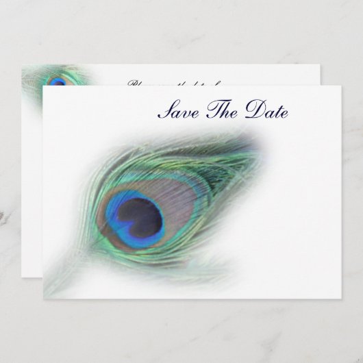 Peacock Plumes slaat de datum op Save The Date (Voorkant / Achterkant)