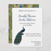Peacock Plumes Weddenschap Kaart (Voorkant / Achterkant)