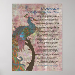 Peacock Pointing to Desiderata Poster