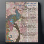 Peacock Pointing to the Desiderata Poem Fotoplaat<br><div class="desc">Het Desiderata Poem is geschreven door Max Ehrmann. Het is een Inspirerend Bericht om met Vrienden & Familie in deze onrustbarende tijden te delen. Bezoek mijn Zazzle Shop om alle rest van mijn DESIDERATA-design te zien. Ik heb de grootste selectie ter wereld. Zelfs als je geen 1 van mijn design...</div>