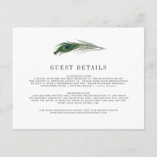 Peacock Poise | Trouw Gastinfo Insteekkaart Informatiekaartje (Voorkant)