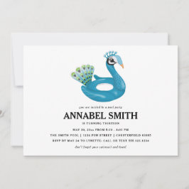 Peacock Pool Float Pool Party Verjaardag Kaart