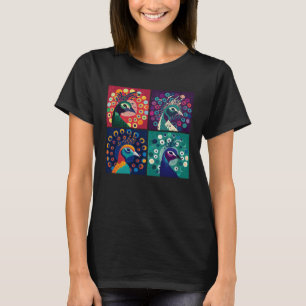 Peacock Pop Illustratie Kleurrijke Dierlijke Vrouw T-shirt
