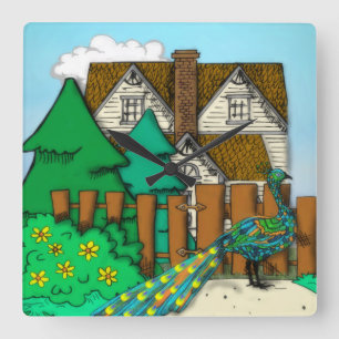 Peacock-Pop Vierkante Klok