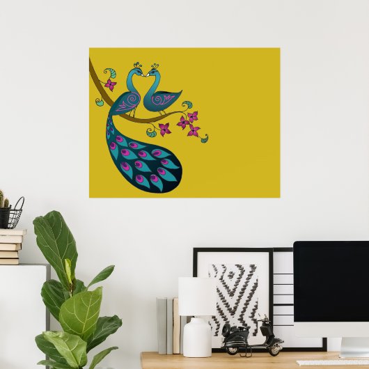 Peacock poster- mosterd poster (Thuiskantoor)