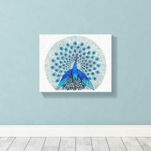 Peacock - Prachtige tekening Canvas Afdruk (Insitu (Houten vloer))