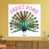 Peacock Premium Wrapped Canvas (Insitu (Woonkamer))