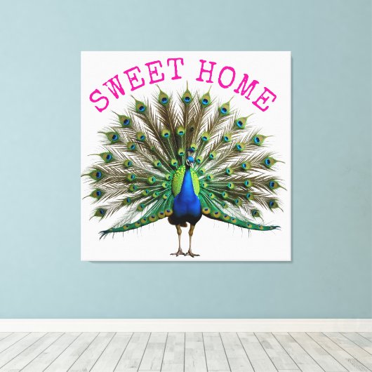 Peacock Premium Wrapped Canvas (Insitu (Houten vloer))