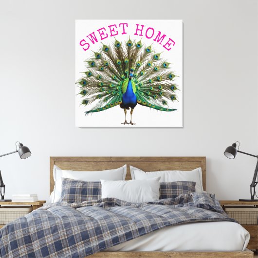 Peacock Premium Wrapped Canvas (Insitu (Slaapkamer))