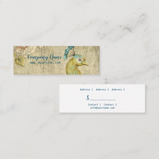 Peacock - Prijs Label, Visitekaartje (Voorkant / Achterkant)