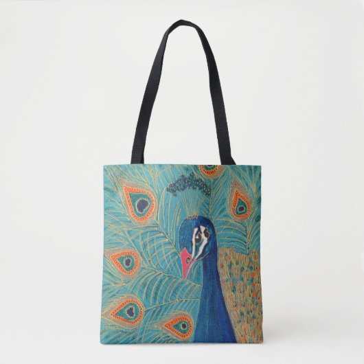 Peacock print canvas tas (Voorkant)