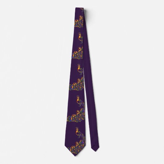 Peacock Print Gold Green Necktie Stropdas (Voorkant)