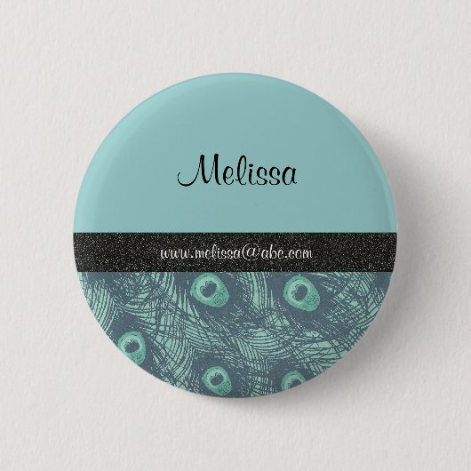 Peacock Print Name Sjabloon Button/laptop pop Ronde Button 5,7 Cm (Voorkant)
