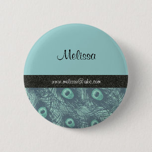 Peacock Print Name Sjabloon Button/laptop Ronde Button 5,7 Cm