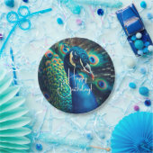 Peacock profiel Happy Birthday Papieren Bordje (Feest)