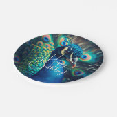 Peacock profiel Happy Birthday Papieren Bordje (Gekanteld)