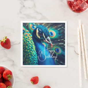 Peacock profiel Happy Birthday Servet