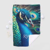 Peacock profiel Persoonlijke Initialen Golfhanddoek (Insitu)