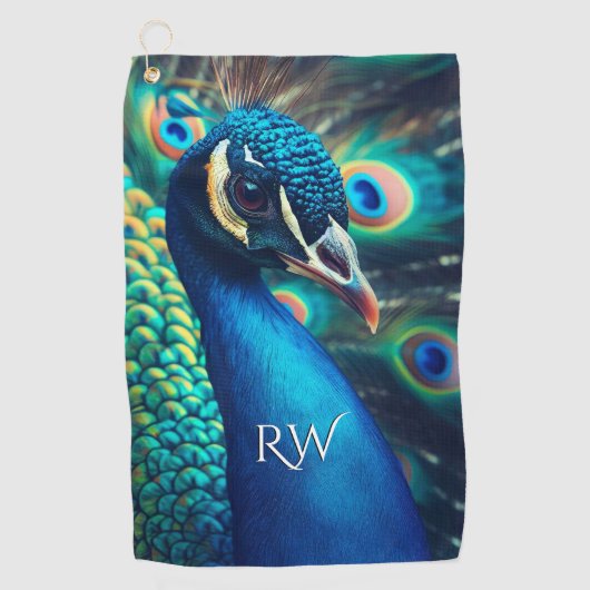 Peacock profiel Persoonlijke Initialen Golfhanddoek (Voorkant)