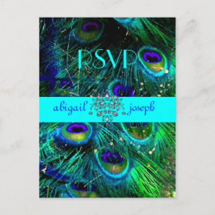 Peacock, psychedelische RSVP-briefkaarten Uitnodiging Briefkaart