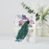 Peacock Purple Flowers  Ephemera Elegant  Briefkaart (Staand voorkant)