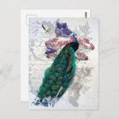 Peacock Purple Flowers  Ephemera Elegant  Briefkaart (Voorkant / Achterkant)