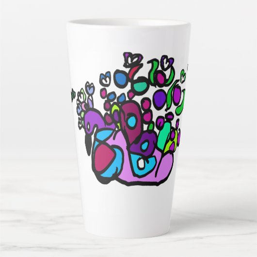 Peacock purple roses  latte mok (Voorkant)