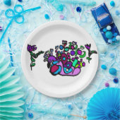 Peacock purple roses papieren bordje (Feest)